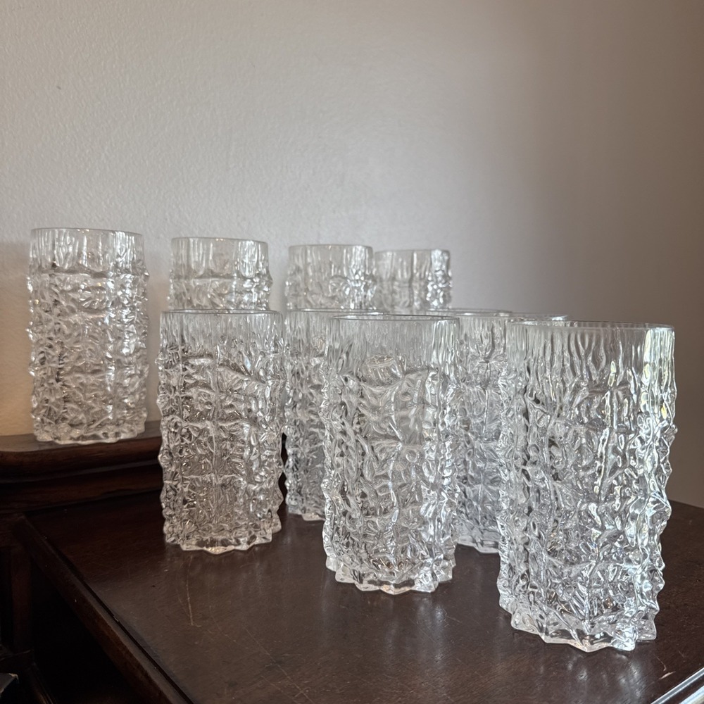 10 Pc. - 5 5/8" Textured Acrylic Tumblers Ice Bark Glacier Camp Pool Cups Glasse